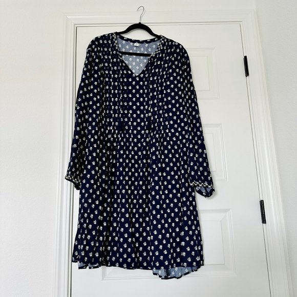 NWOT Old Navy Blue & Green Floral Print Empire Tassel Dress (Size: XXL) - Picture 3 of 12